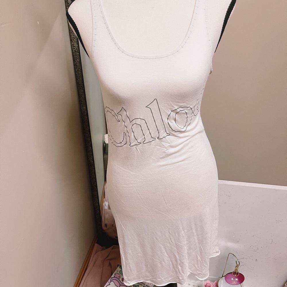 Authentic Chloe Cream Lightweight Logo Dress / Cover Up - Picture 10 of 12